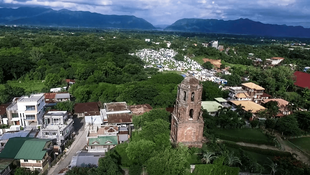 the bantay watchtower in vigan city ilocos sur philippines aerial view shot by drone